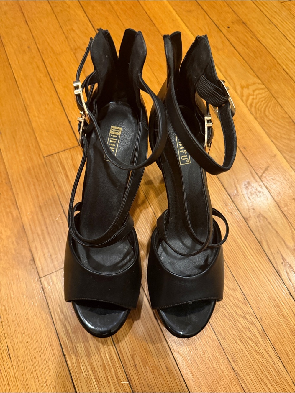 Diba Black Strappy Open-Toe High Heels